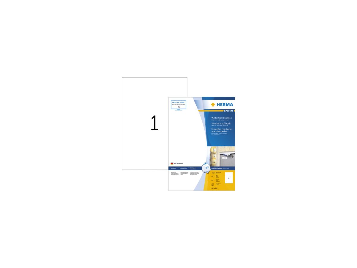 HERMA Etikett 4602 210x297mm ws 40 St./Pack.