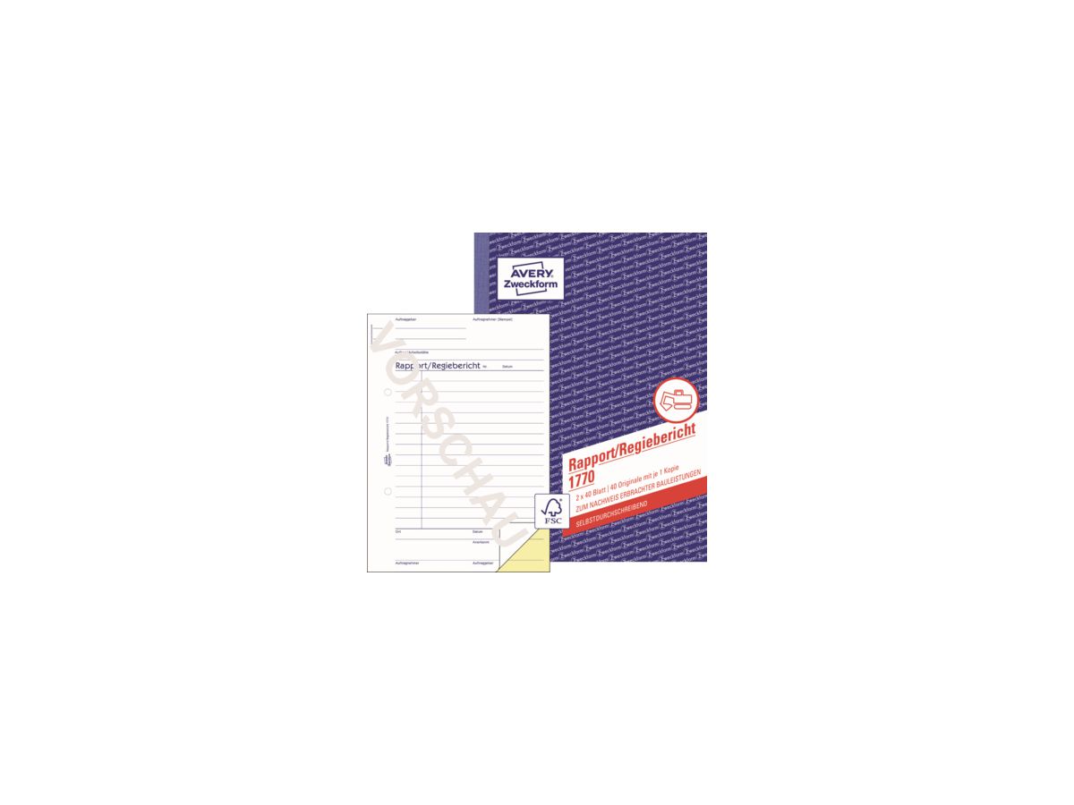 Avery Zweckform Rapport 1770 DIN A5 2x40Blatt