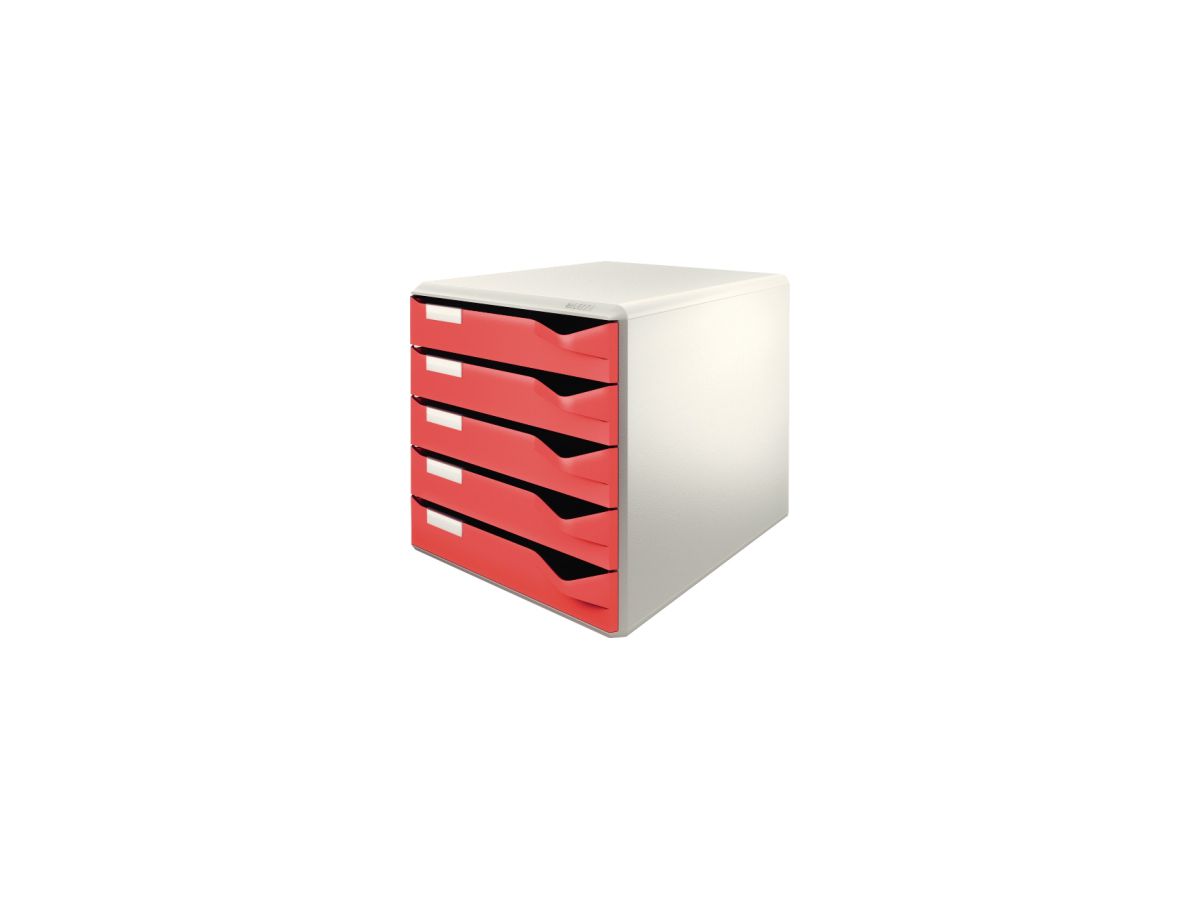 Leitz Schubladenbox 52800025 DIN A4 5Schubfächer lichtgr/rt