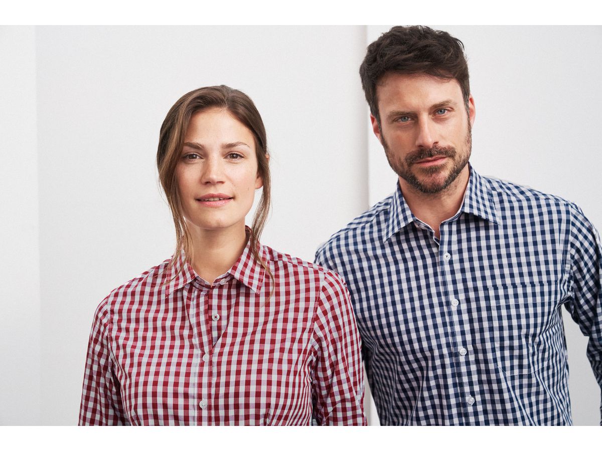 JN Mens Checked Shirt JN617 100% BW, forest-green/white, Größe M