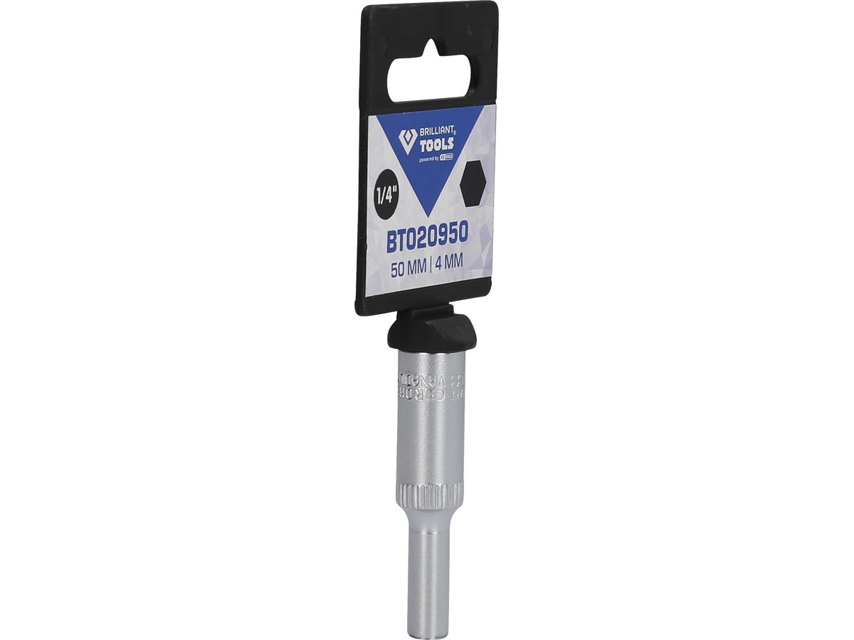 BRILLIANT TOOLS 1/4" Steckschlüssel-Einsatz, lang, 50mm, 4mm