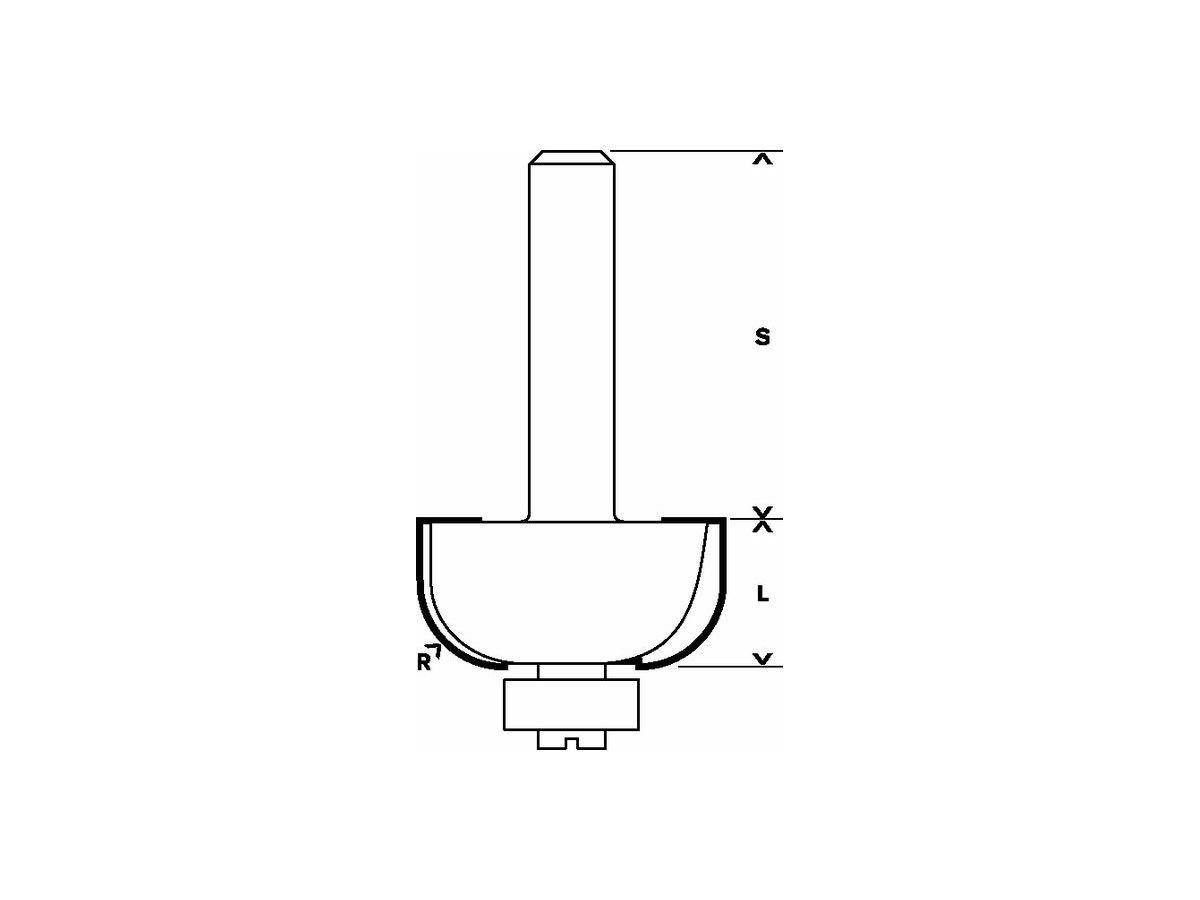 BOSCH Hohlkehlfräser mit Lager, Radius 12