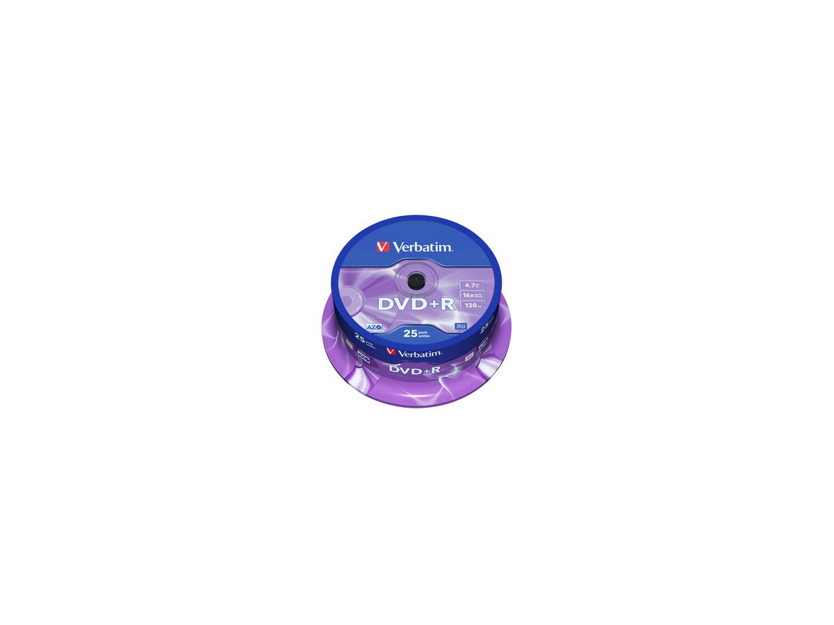 Verbatim DVD+R 43500 16x 4,7GB 120Min. Spindel 25 St./Pack.
