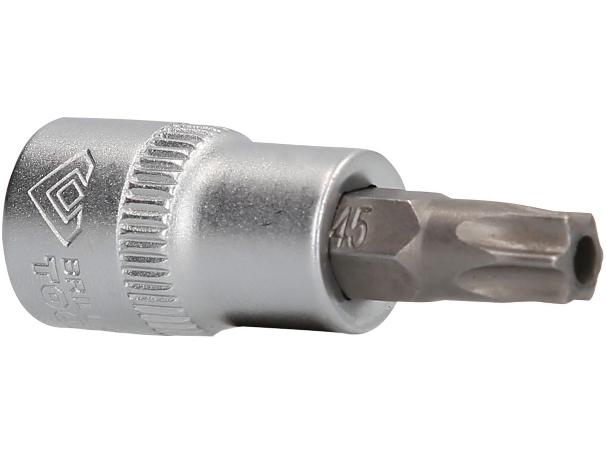 BRILLIANT TOOLS 3/8" TORX Schrauben- dreher-Einsatz,m.Bohrung, 48mm, T45