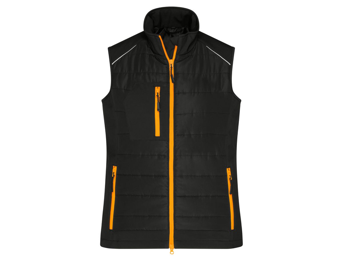 JN Ladies' Hybrid Vest JN1821 black/neon-orange Gr. S