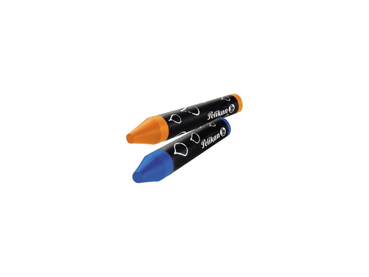 Pelikan Wachsmalstifte im Etui blau 8farbig mit runder Spitze+Schaber