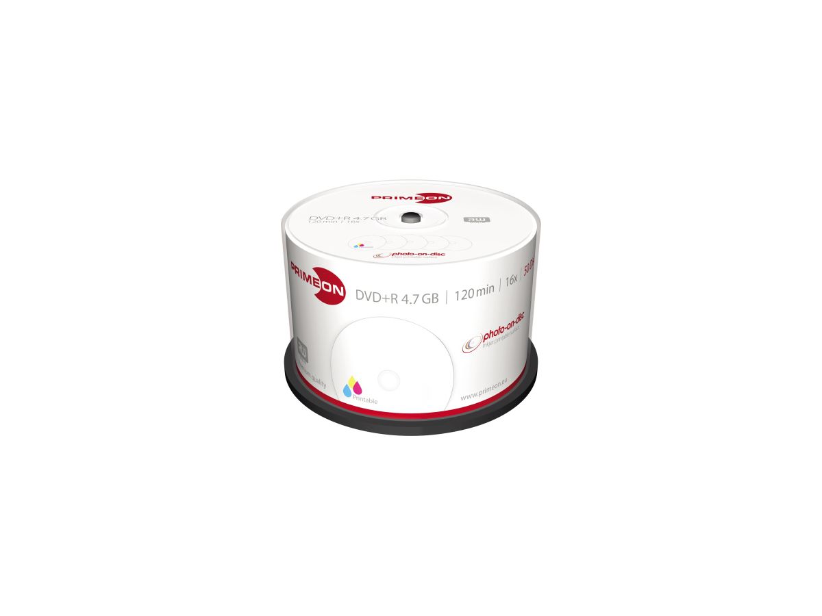 PRIMEON DVD+R 2761226 16x 4,7GB 120Min. bedruckbar 50 St./Pack.