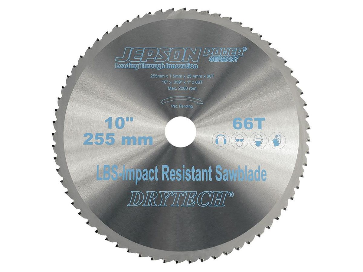 Jepson HM-Sägeblatt Drytech D=255x25,4x 1,5mm 66Z f. Stahl dünnwand. LBS schock.