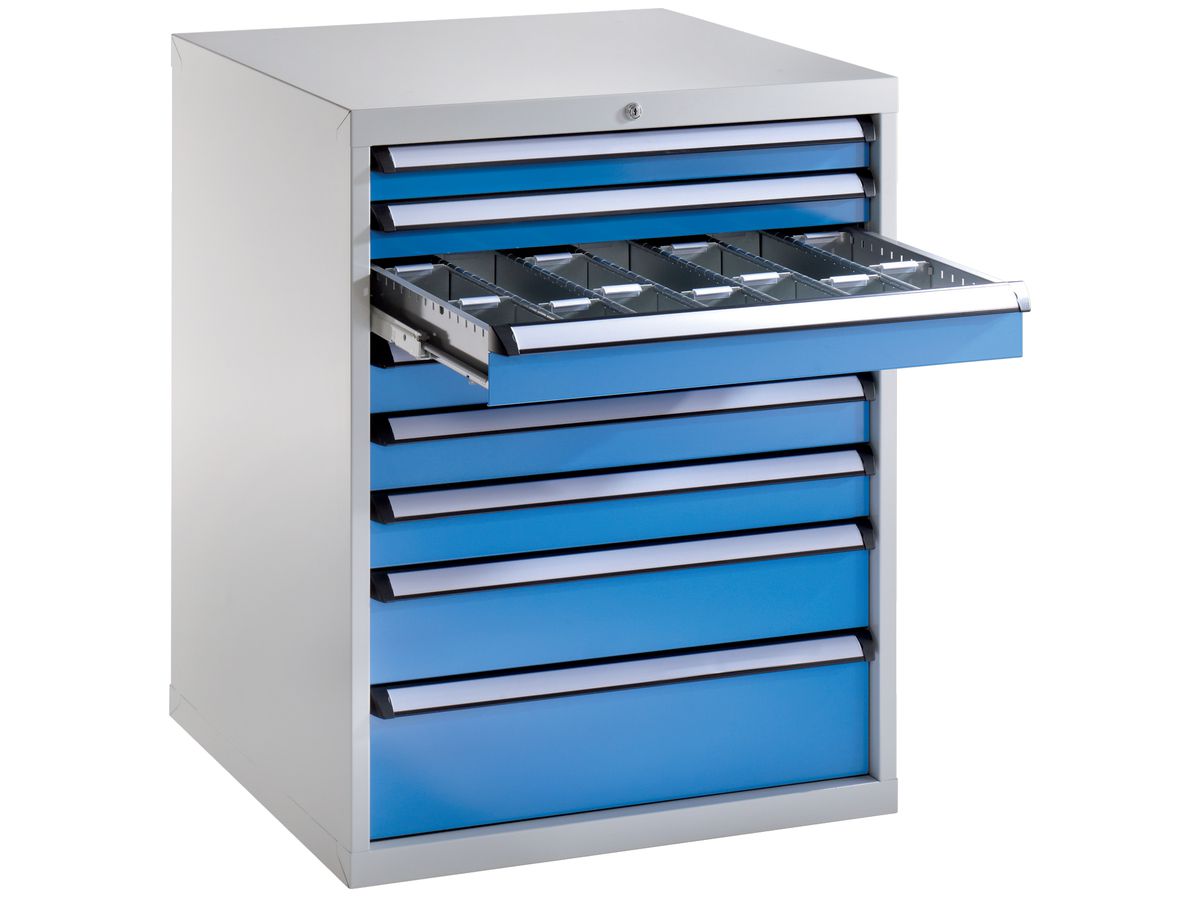 FORMAT Schubladenschrank RAL 7035/5012 800x695x1000, 8 Schubladen 7352