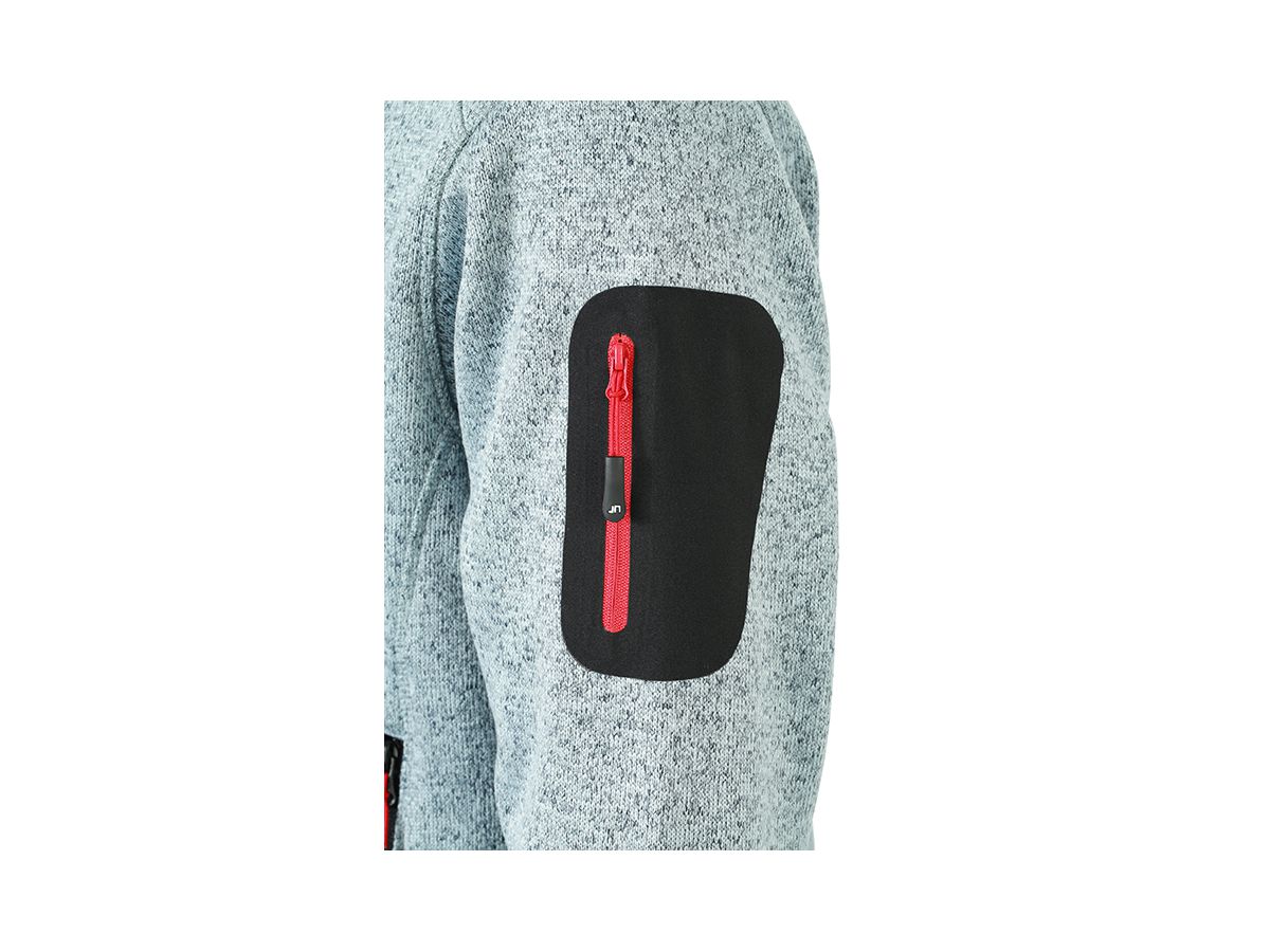 JN Mens Knitted Fleece Jacket JN762 100%PES, dark-grey-melange/silver, Gr XL