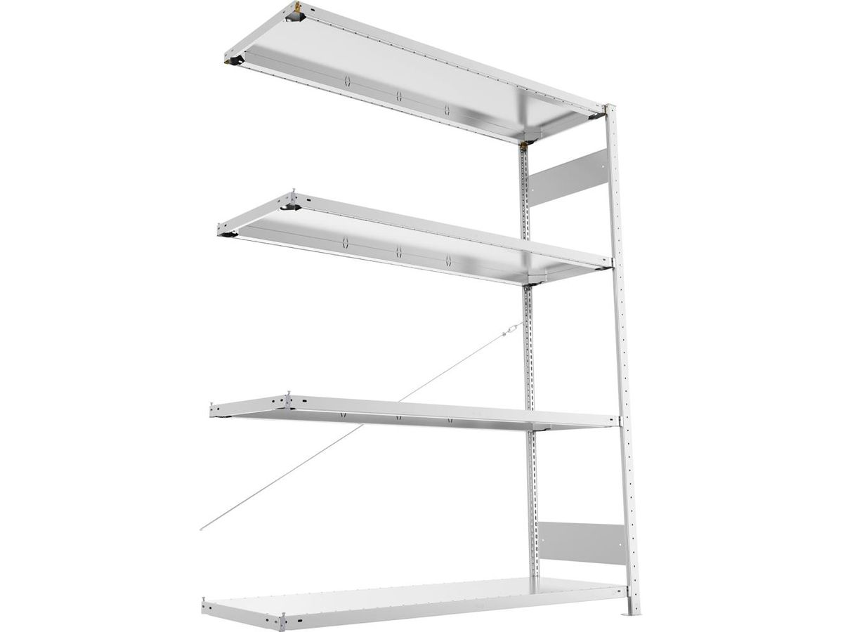 META Steckregal S3 CLIP 200 Fachl. 200kg vzk Anbaufeld 4 Böden B1500Xt500Xh2000mm