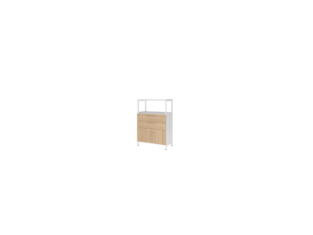Kombischrank FlexWall B800xT400xH1180mm 3 OH 2 Türen 2 Schubladen weiß/eiche