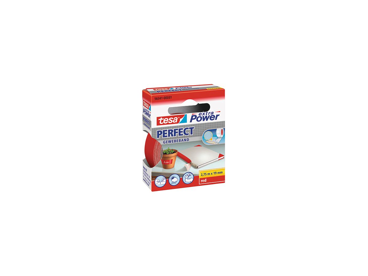 tesa Gewebeband Extra Power Perfect 56341-00031 19mmx2,75m rot
