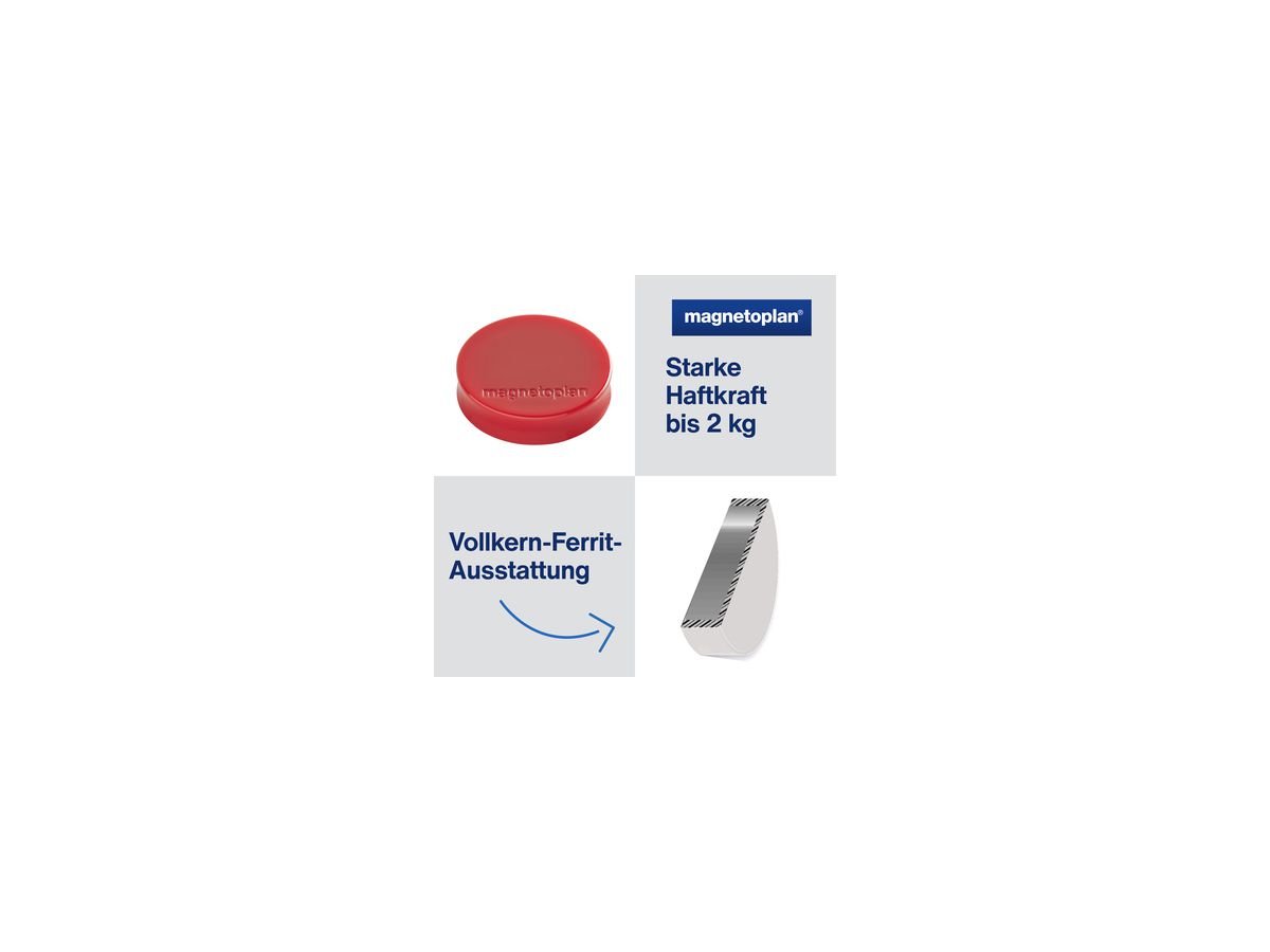 magnetoplan Magnet Ergo Medium 1664006 30mm rot 10 St./Pack.