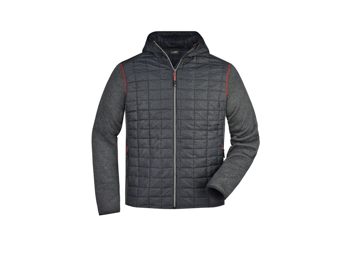 Men's Knitted Hybrid Jacket JN772 Fb. grey-/anthracite-melange, Gr. 3XL