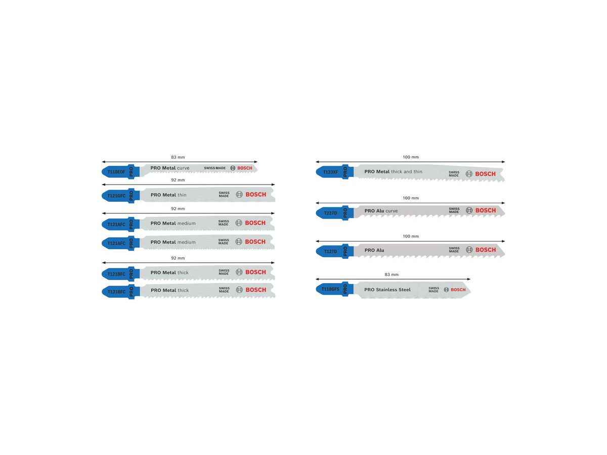 BOSCH Stichsägeblatt-Set PRO Metal and Alu, 10-teilig