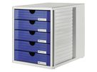 HAN Schubladenbox Systembox 1450-14 DIN C4 5Schubfächer bl