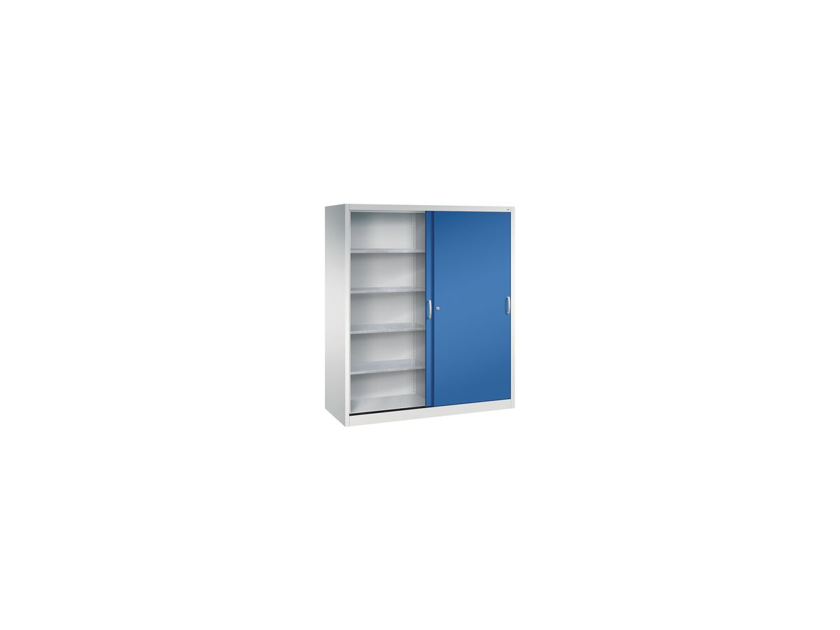 C+P Schiebetürenschrank 1950x1600x600mm, 7035/5010, 8 Böden