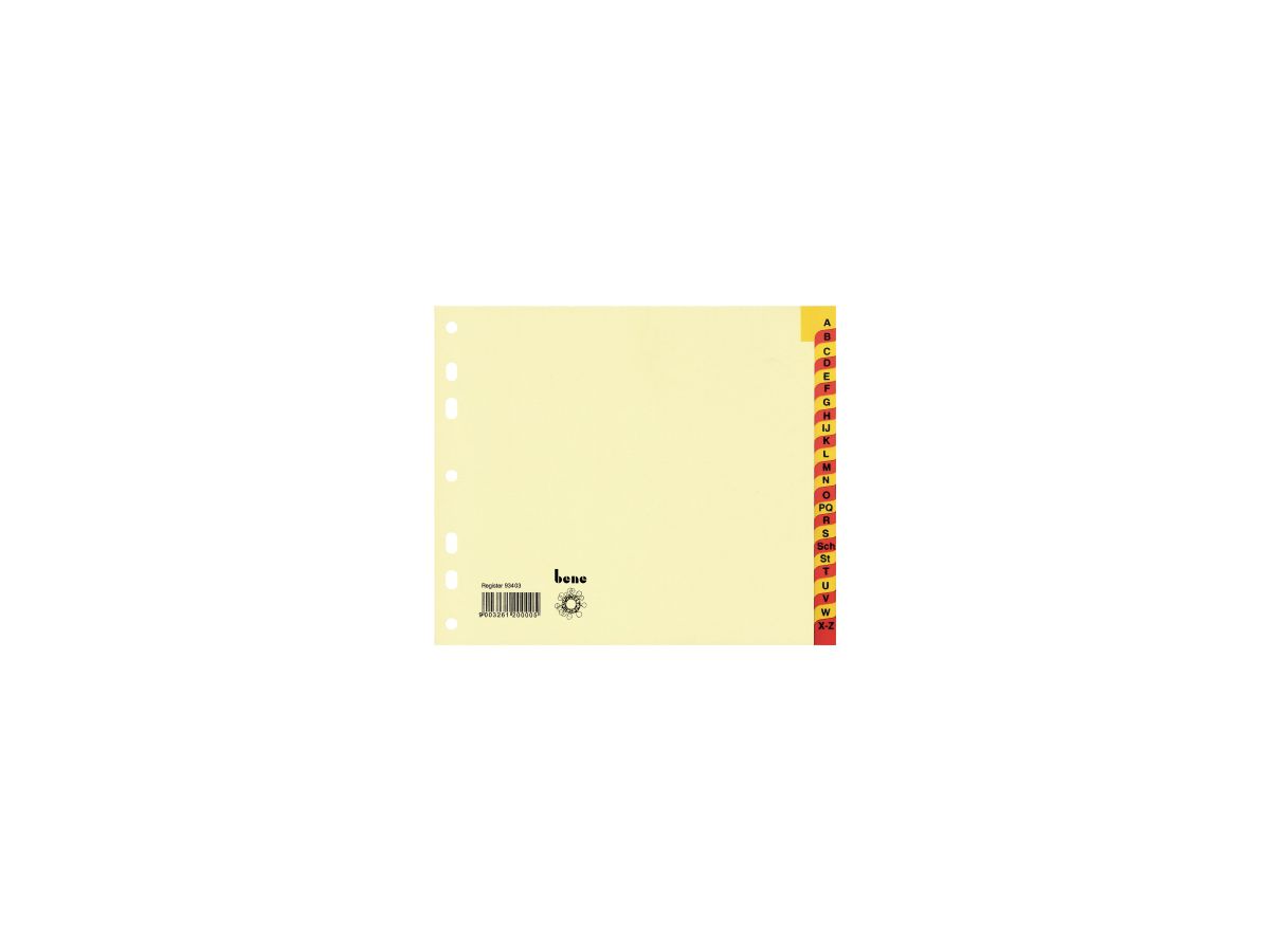 Bene Register 93403 A-Z DIN A4 halbe Höhe 24teilig ch Taben rt/ge