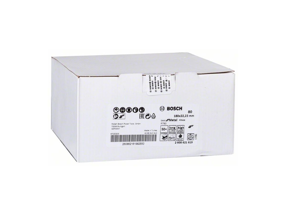 BOSCH Fiberschleifscheibe R780, Best for Metal, 180 mm, K 80