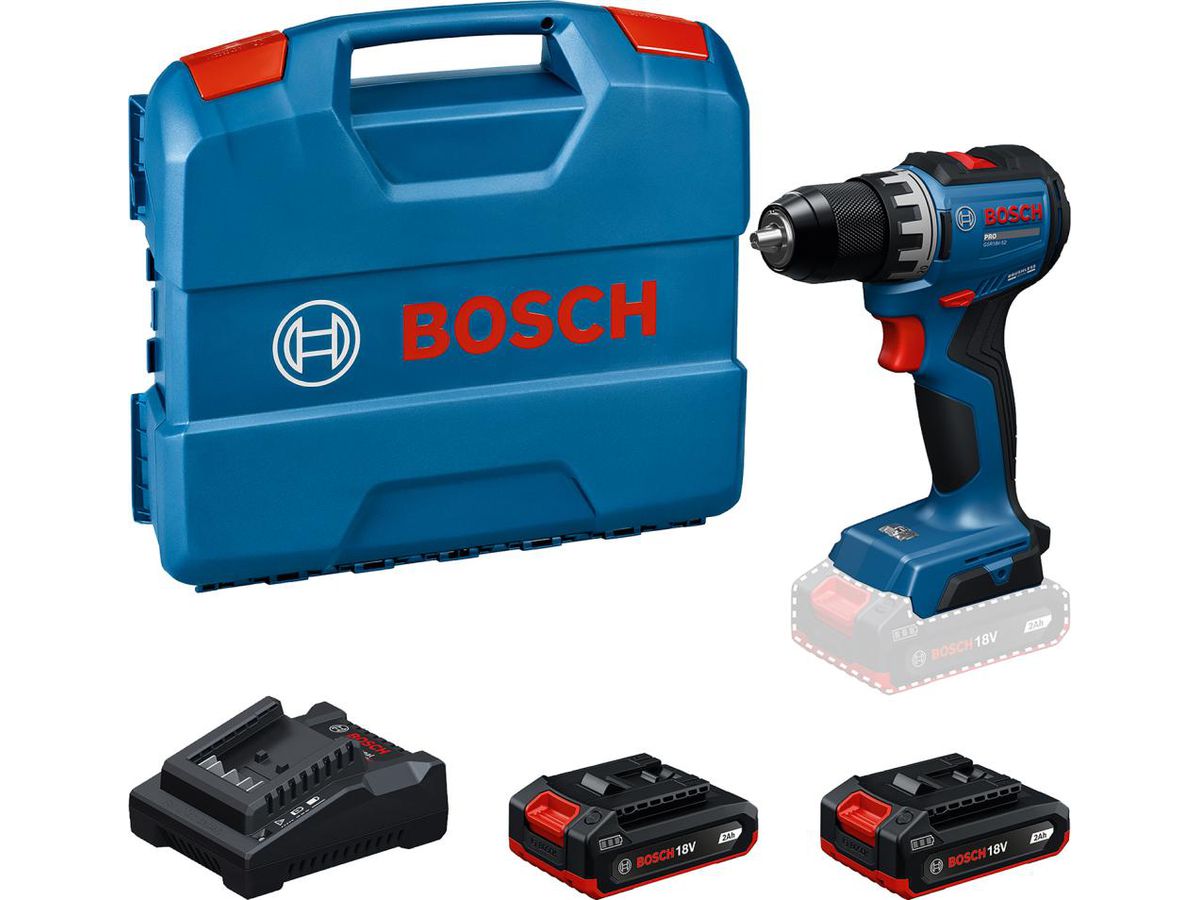BOSCH Akku-Bohrschrauber GSR 18V-52 2x18V/2,0 Ah, Ladegerät, L-BOXX