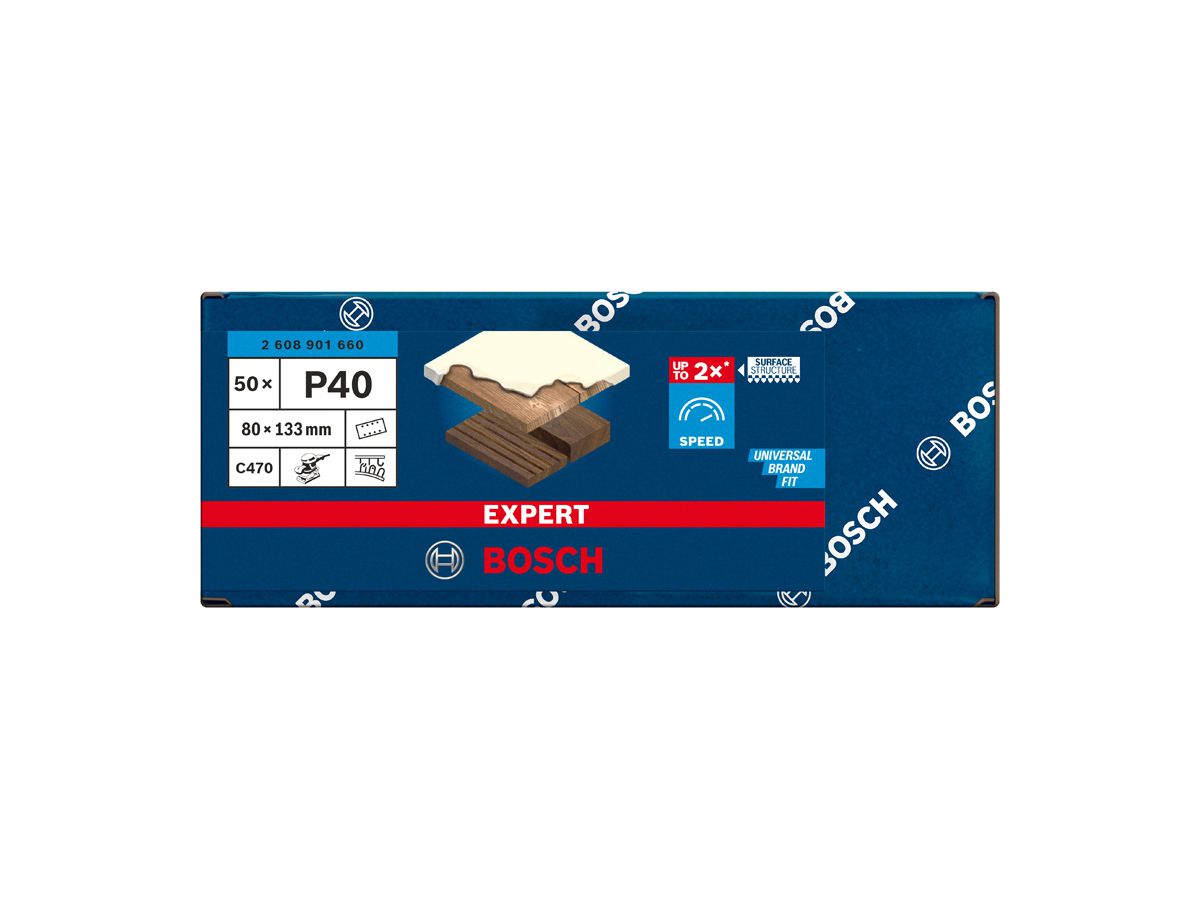 BOSCH Schleifblatt C470 EXPERT 80 x 133 mm, K 40, VE 50