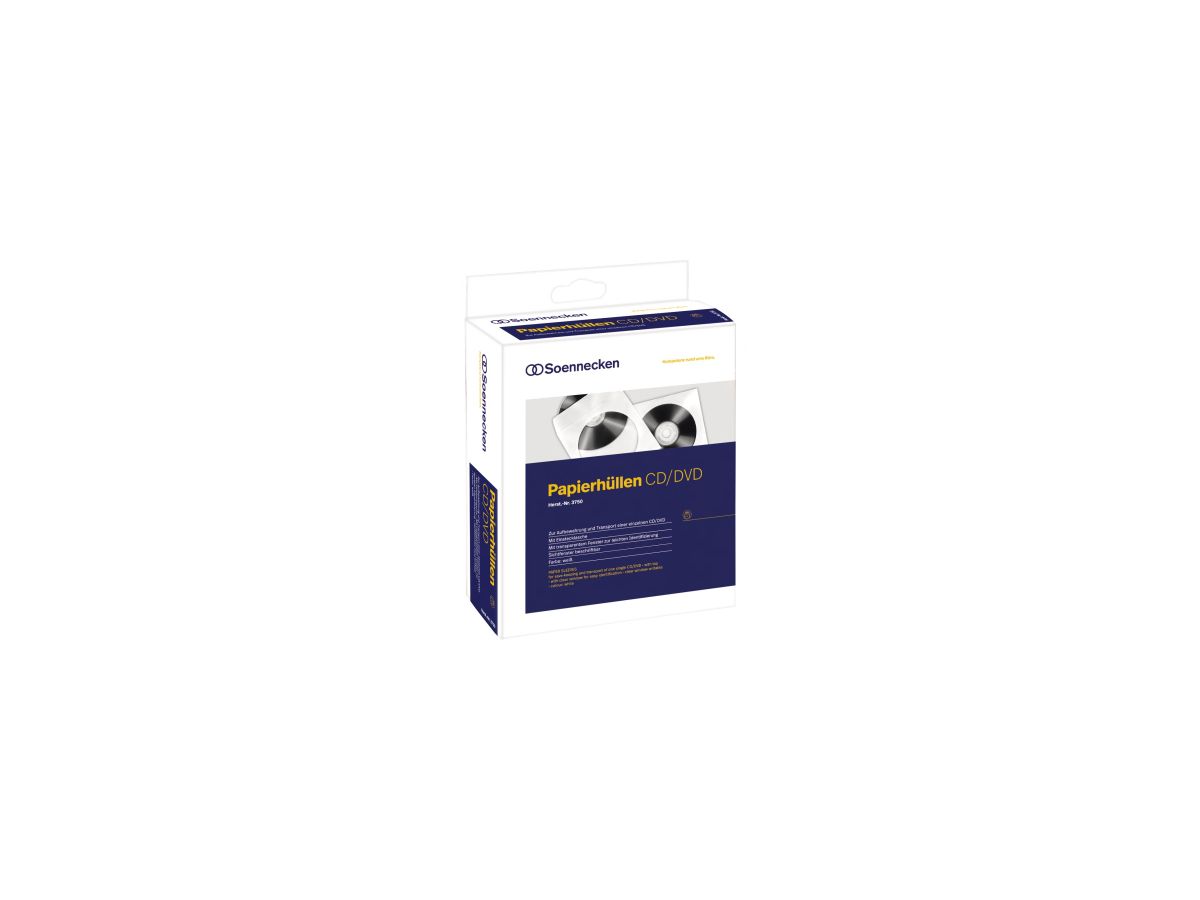 Soennecken CD/DVD Hülle 03750 mF Papier weiß 100 St./Pack.
