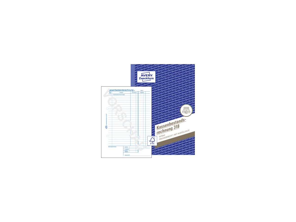 Avery Zweckform Kassenbericht 318 DIN A5 50Blatt