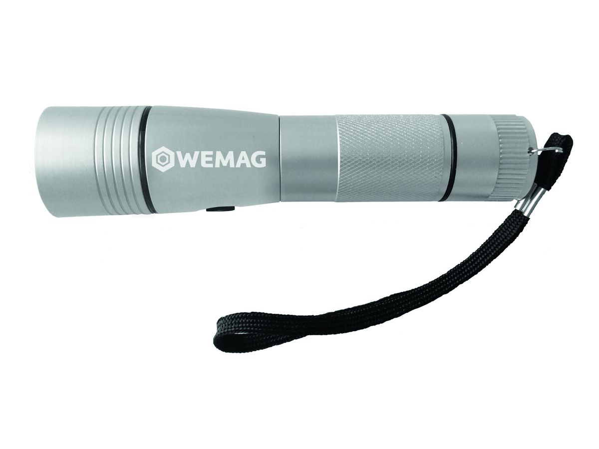 WEMAG LED Taschenlampe 140x30x30mm 120 LUMEN 170 Gramm mit 3 Batterien AAA