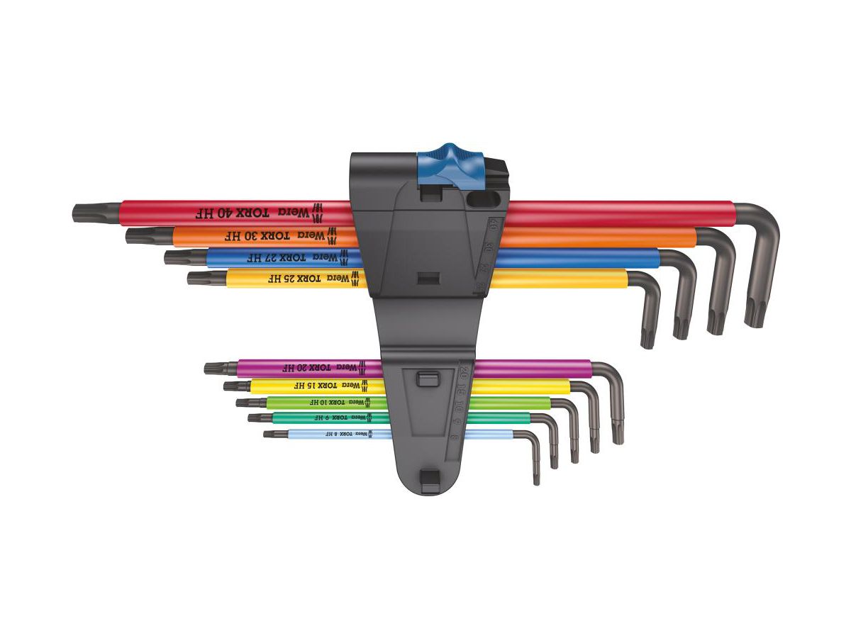 WERA TORX Winkelschraubendreher-Satz 9-tlg, T8-T40, Haltefunktion, Color