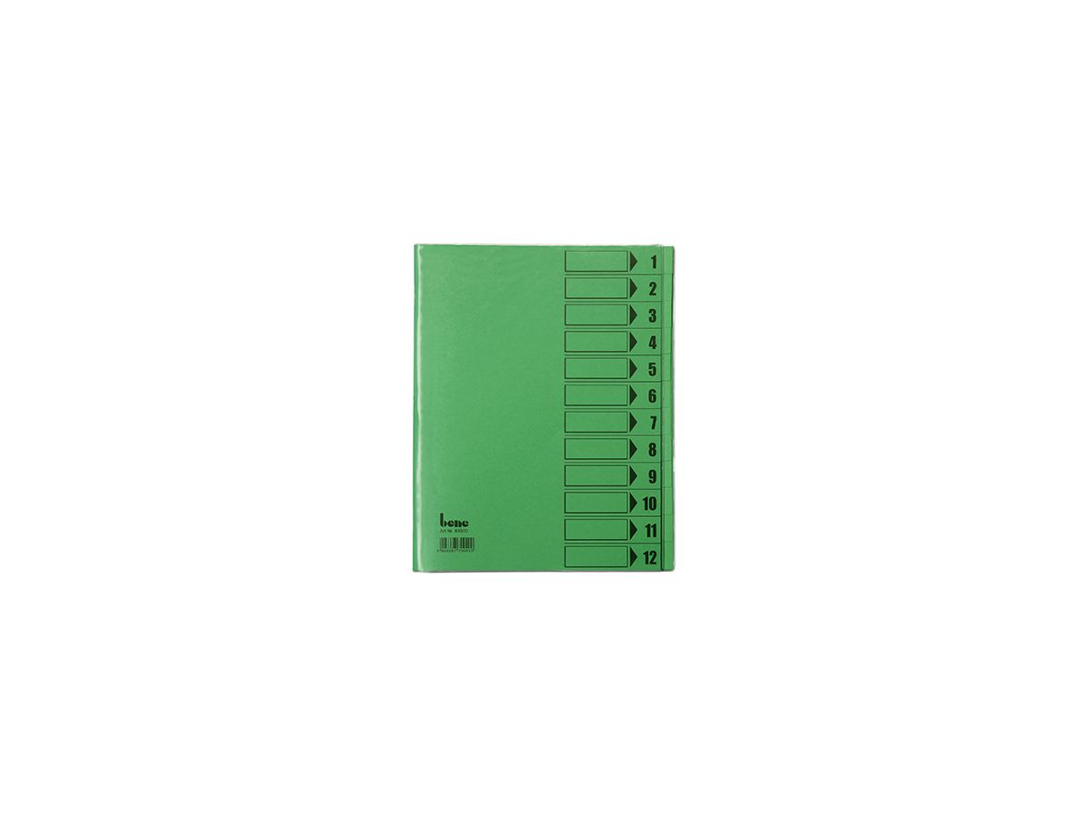 Bene Ordnungsmappe 084800GN DIN A4 12Fächer PVC grün