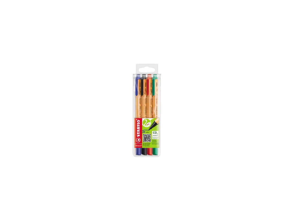 STABILO Feinschreiber GREENpoint 6088/4 0,8mm sortiert 4 St./Pack.