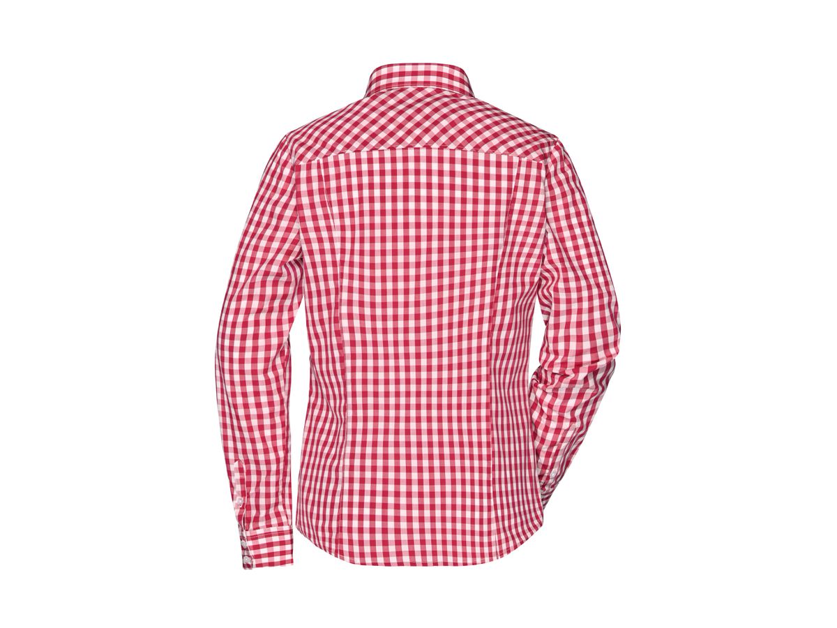 JN Ladies Checked Blouse JN616 100% BW, red/white, Größe M