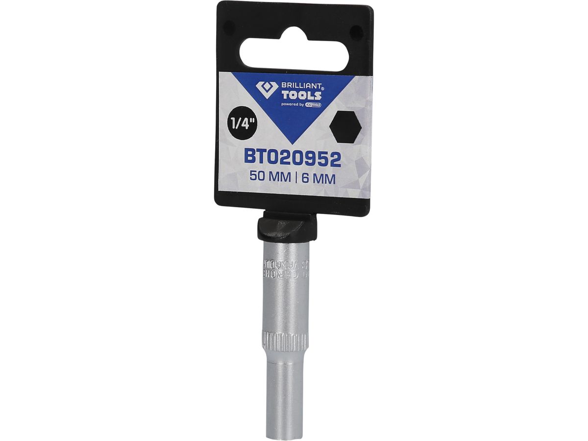 BRILLIANT TOOLS 1/4" Steckschlüssel-Einsatz,lang, 50mm, 6mm