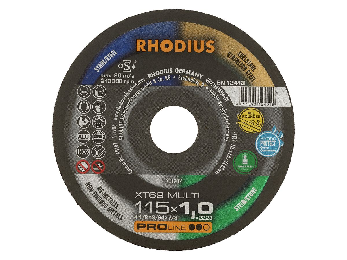 RHODIUS Trennscheibe XT69 Multi 115x1,0x22,23