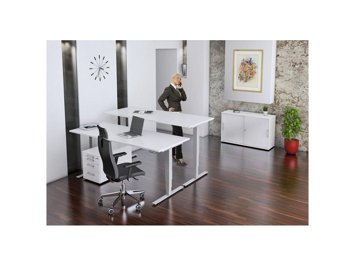 Hammerbacher Schreibtisch VXMST16/W/S 160x80cm weiß