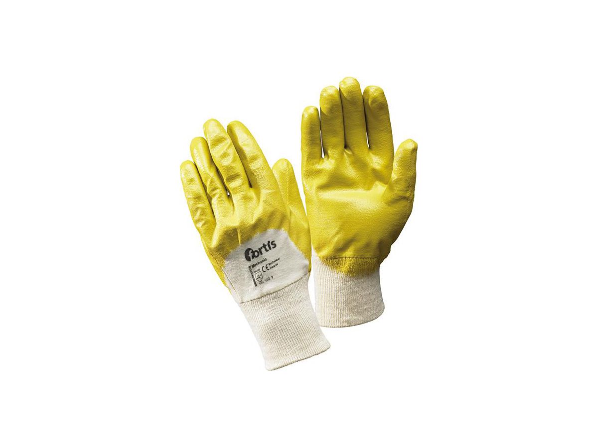 FORTIS Handschuh Mechanic gelb, 12 Paar, Nitril, Größe 7