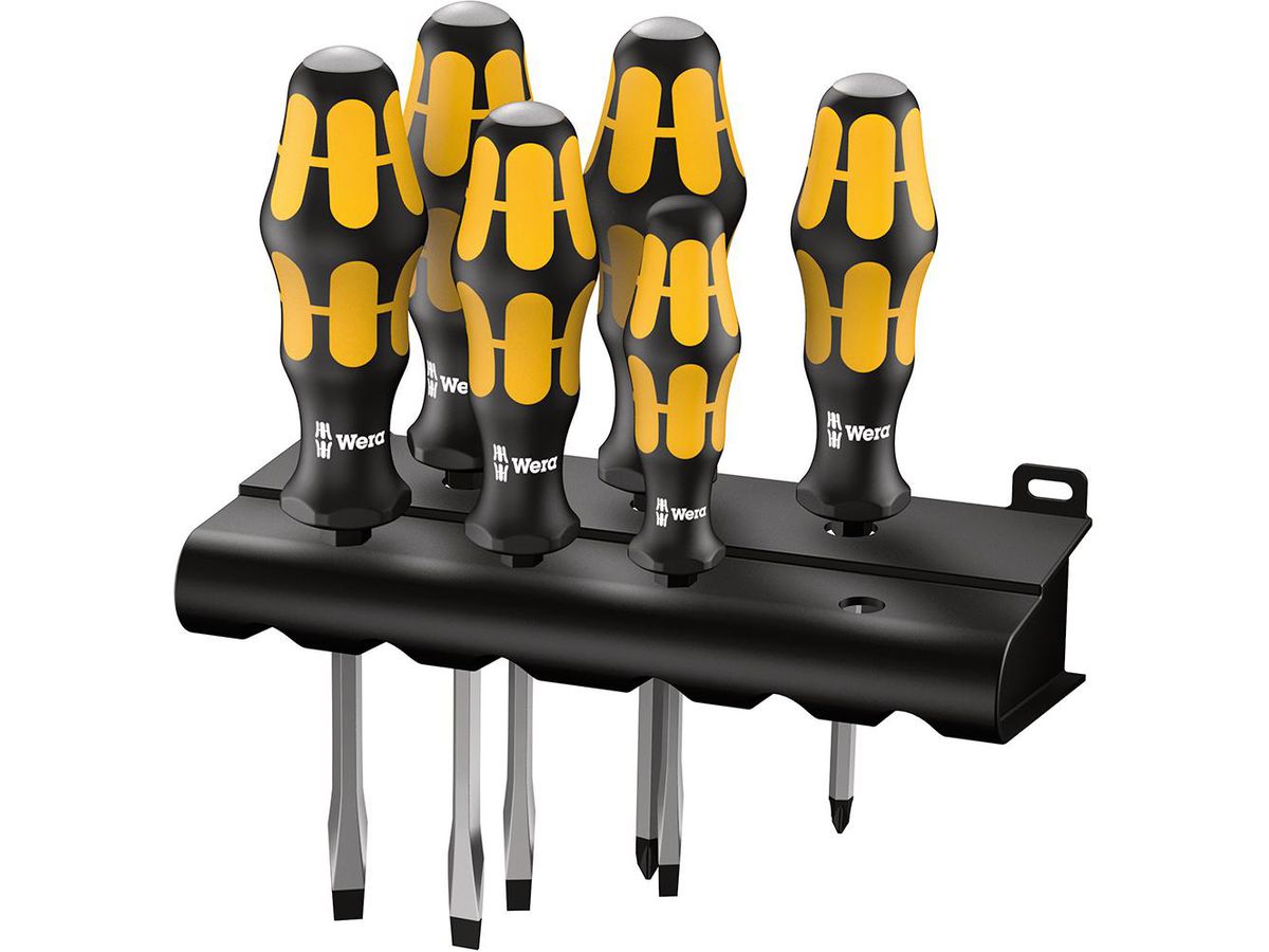 WERA Schlitz-Schraubendreher-Satz 932/918/6, 6-teilig, Schlagkappe, PZ