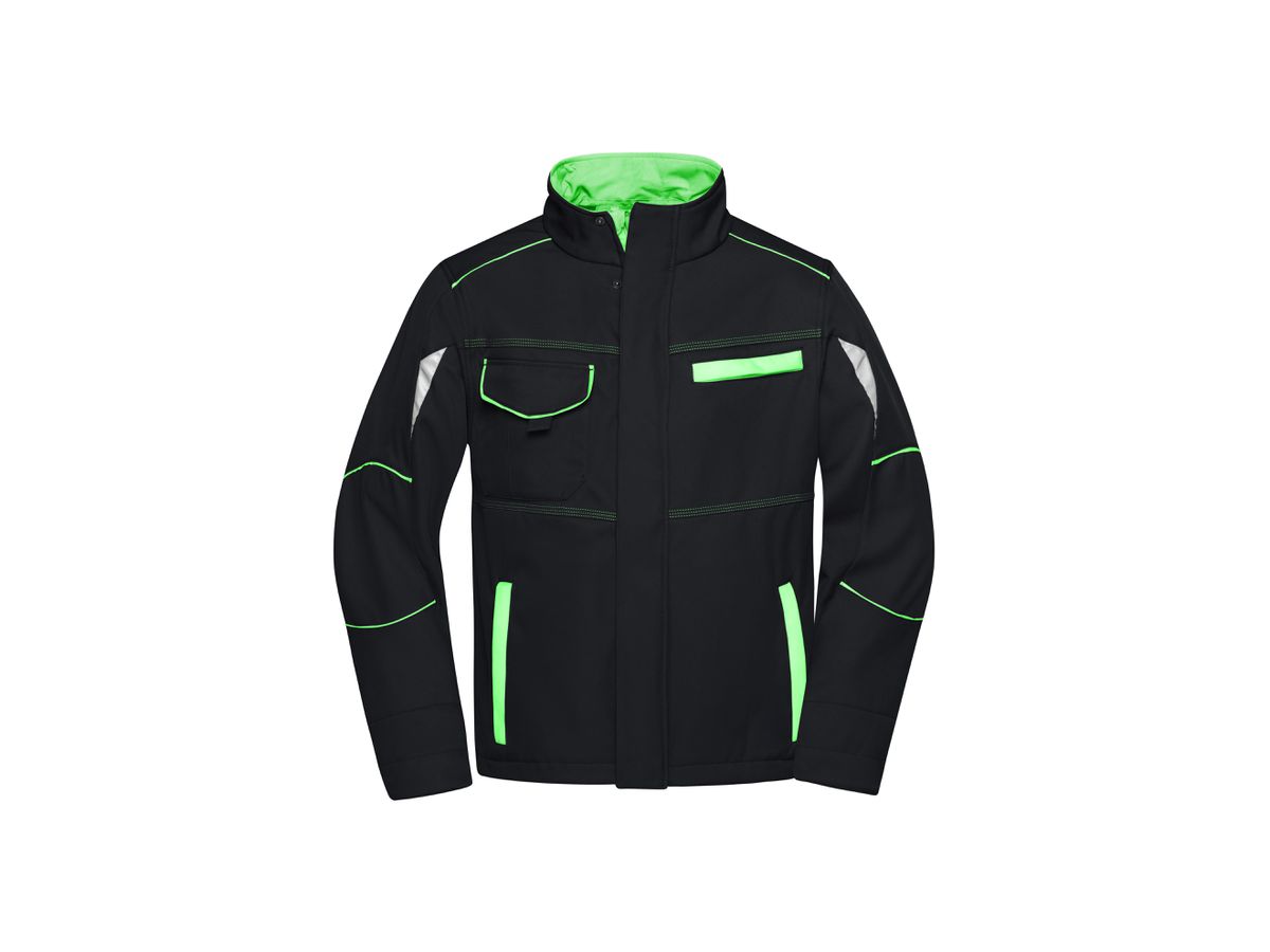 JN Funktionelle Softshell-Jacke JN851 black/lime-green, Größe XS