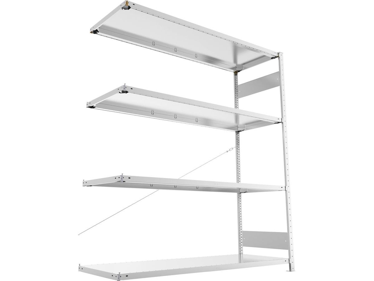 META Steckregal S3 CLIP 200 Fachl. 200kg vzk Anbaufeld 4 Böden B1700Xt600Xh2000mm