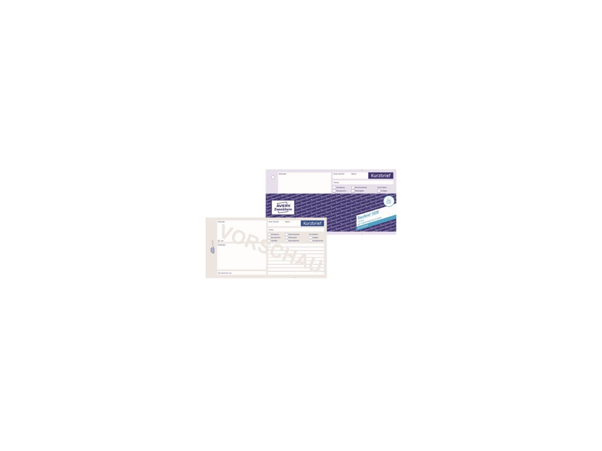 Avery Zweckform Kurzbrief 1020 1/3 DIN A4 100Blatt