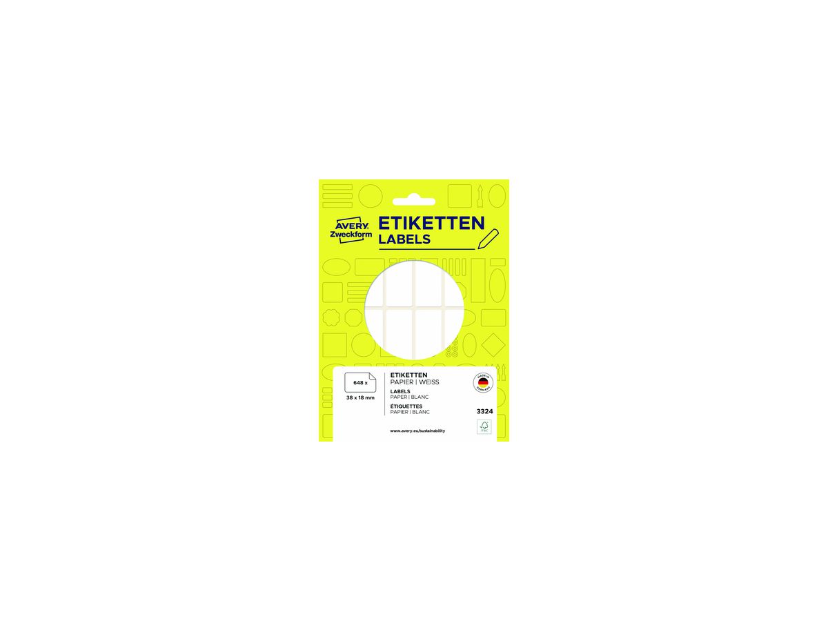 Avery Zweckform Vielzwecketikett 3324 38x18mm weiß 648 St./Pack.