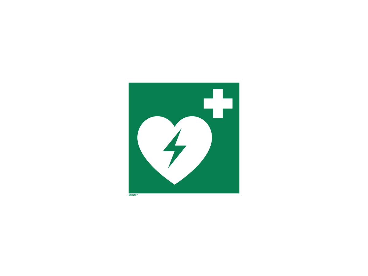 Hinweisschild Defibrilator Fahne E010 200x200mm PVC