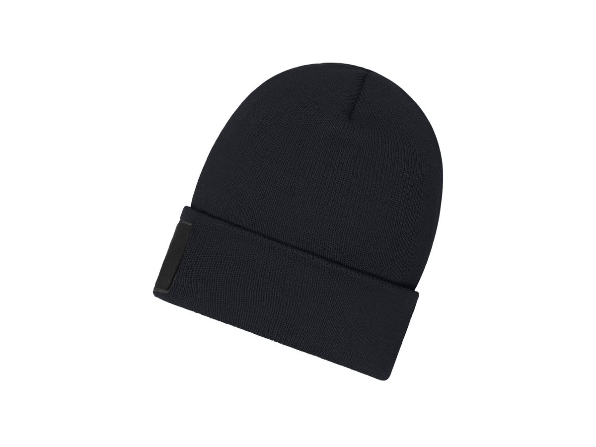 DAIBER Strickmütze mit Patch 10x5cm black MB7407
