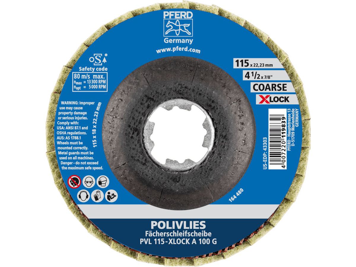 PFERD Polivliesscheibe X-LOCK 115mm PVL A 100 G