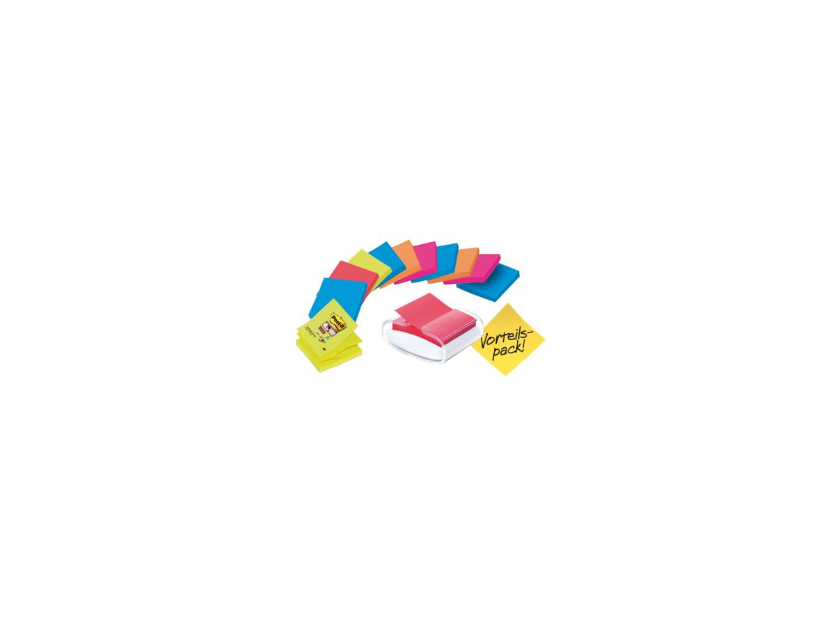 Post-it Haftnotizspender PRO-W12N ws +12xSuper Sticky Z-Notes sort.