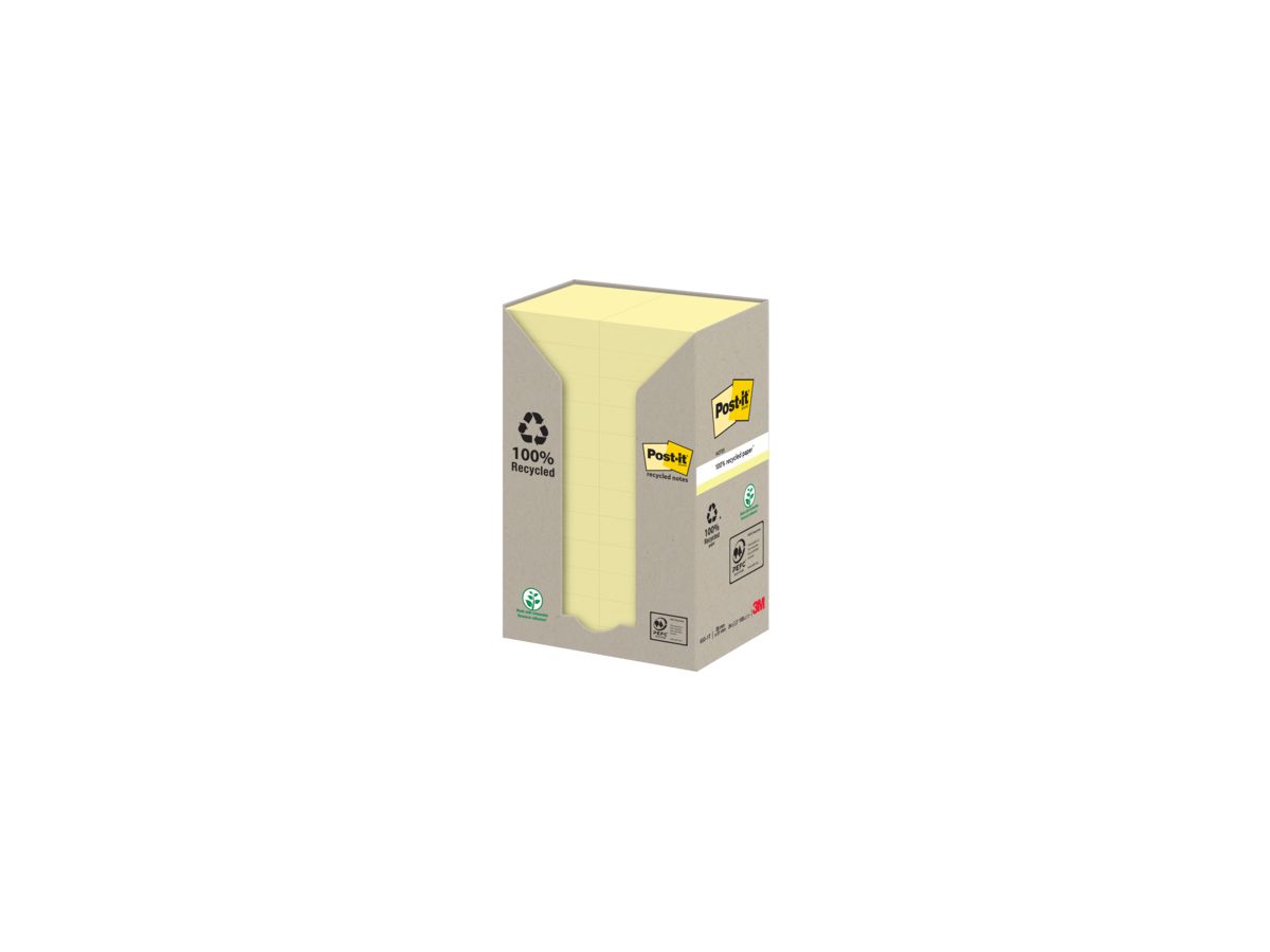 Post-it Haftnotiz Recycling Notes 653-1T 38x51mm gelb 24 St./Pack.