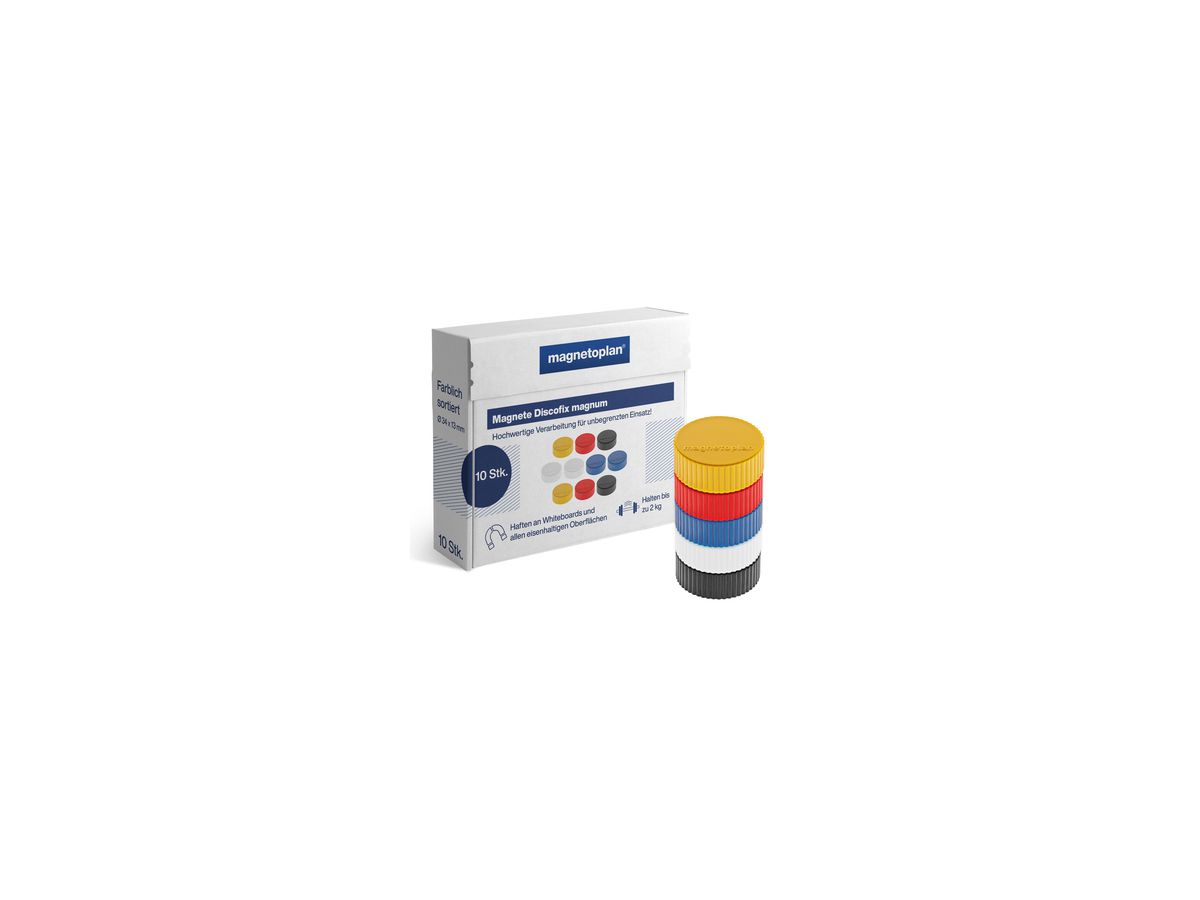 magnetoplan Magnet Discofix Magnum 1660010 34mm sortiert 10 St./Pack.