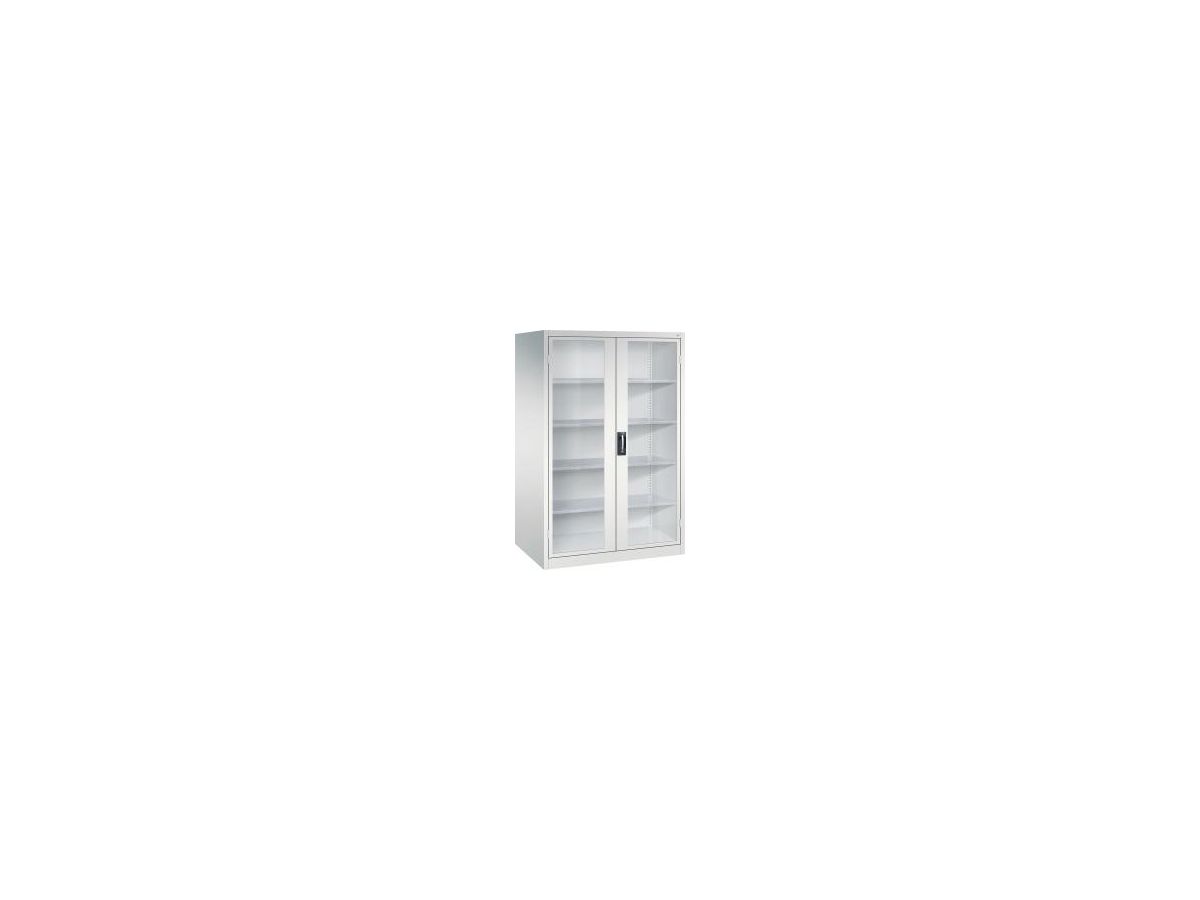 C+P Flügeltürenschrank XXL 1950x1200x800, 7035, Sichtfenster
