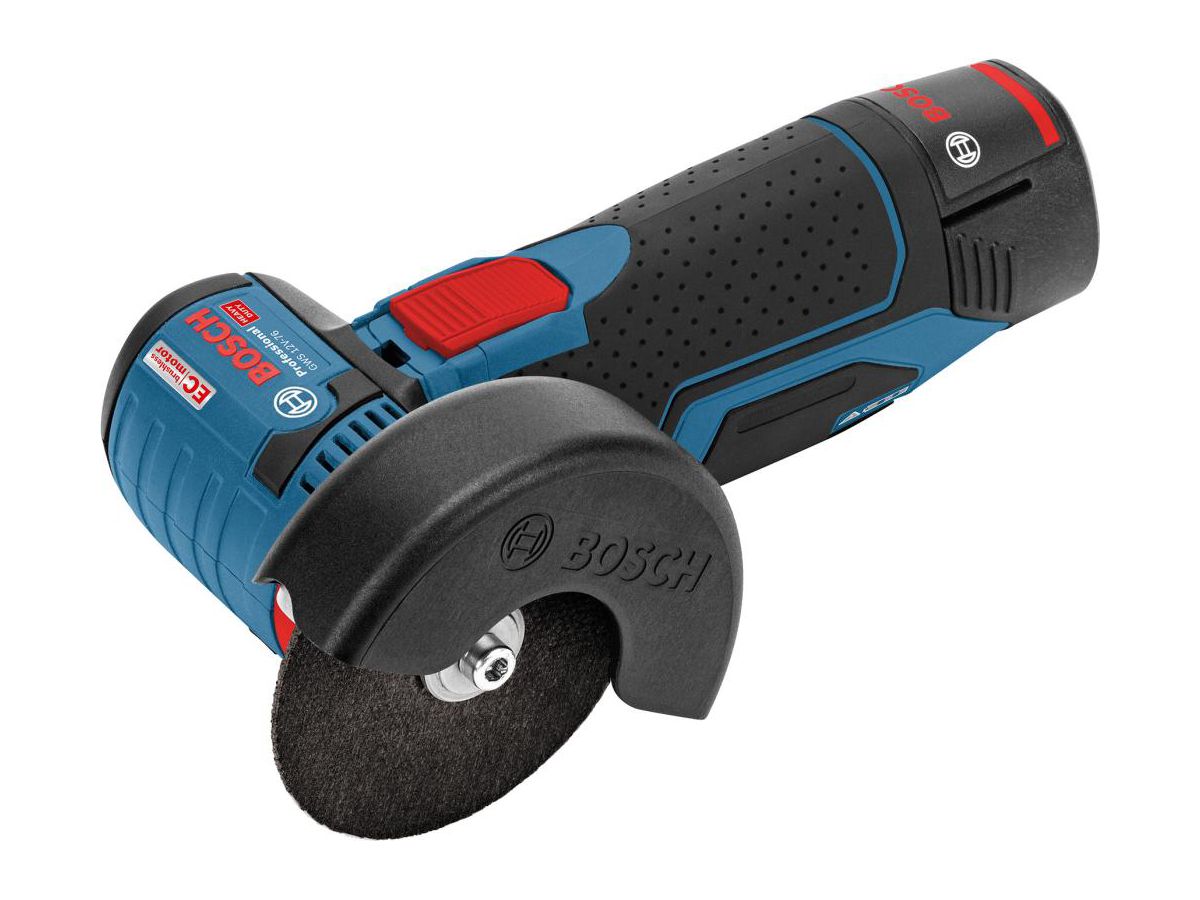 Bosch Winkelschleifer GWS 12V-76 mit 2 x 3 Ah Li-Ion Akku, Ladegerät, L-Boxx